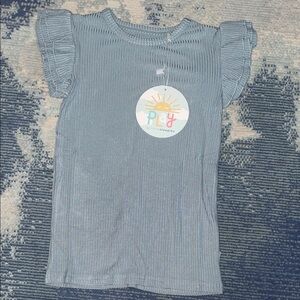 Little Sleepies Light Blue Ribbed Flutter Sleeve Top